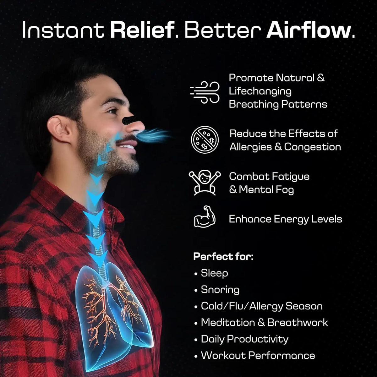 Anti-Snore Nasal Strips — Drug-Free Breathing & Congestion Relief