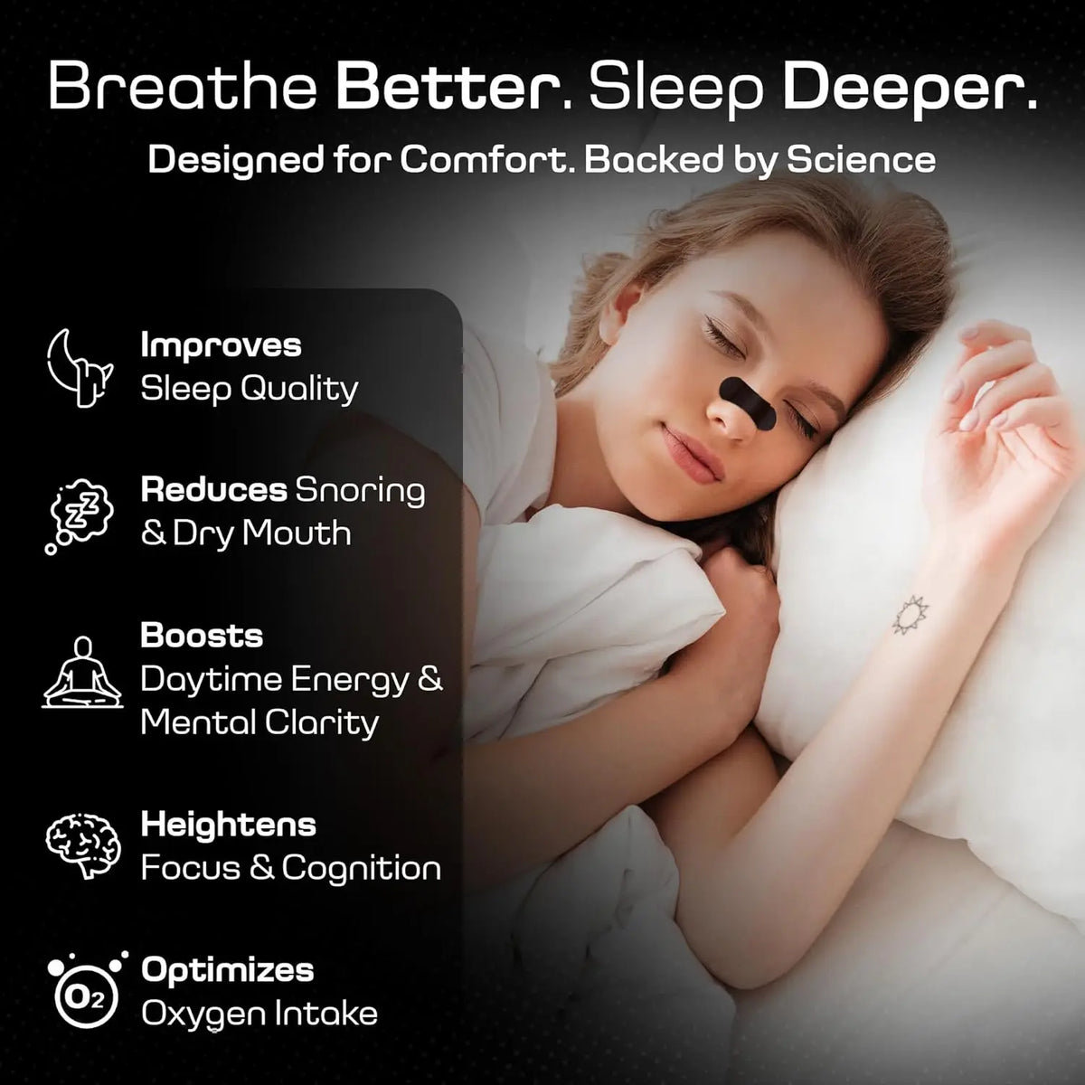 Anti-Snore Nasal Strips — Drug-Free Breathing & Congestion Relief